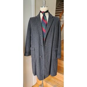 Vtg Gray 100% Cashmere Men Overcoat Topcoat 39-40